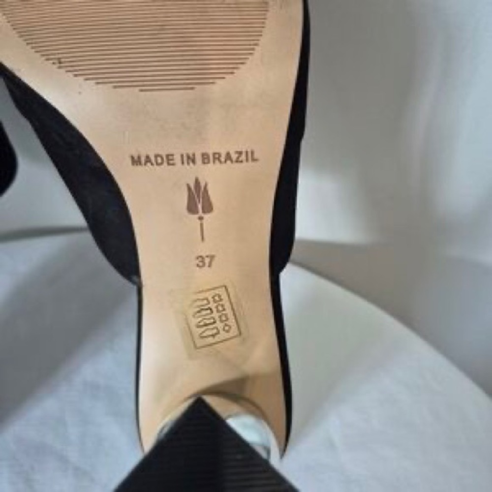 Black Sculptural Heel Mule - Women's Slip-On Shoe - Picture 5 of 7